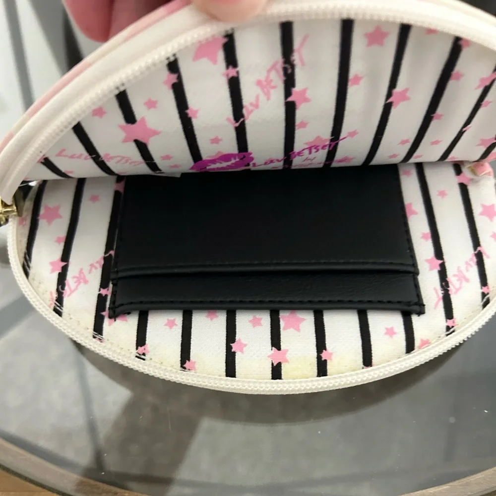 Betsy Johnson Pink and White Cat wristlet